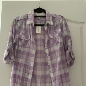 Banana Republic purple flannel shirt